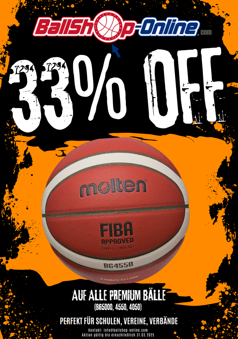 Basketball-Angebot: 33 % Rabatt auf alle Premium-Bälle von BallShop-Online.